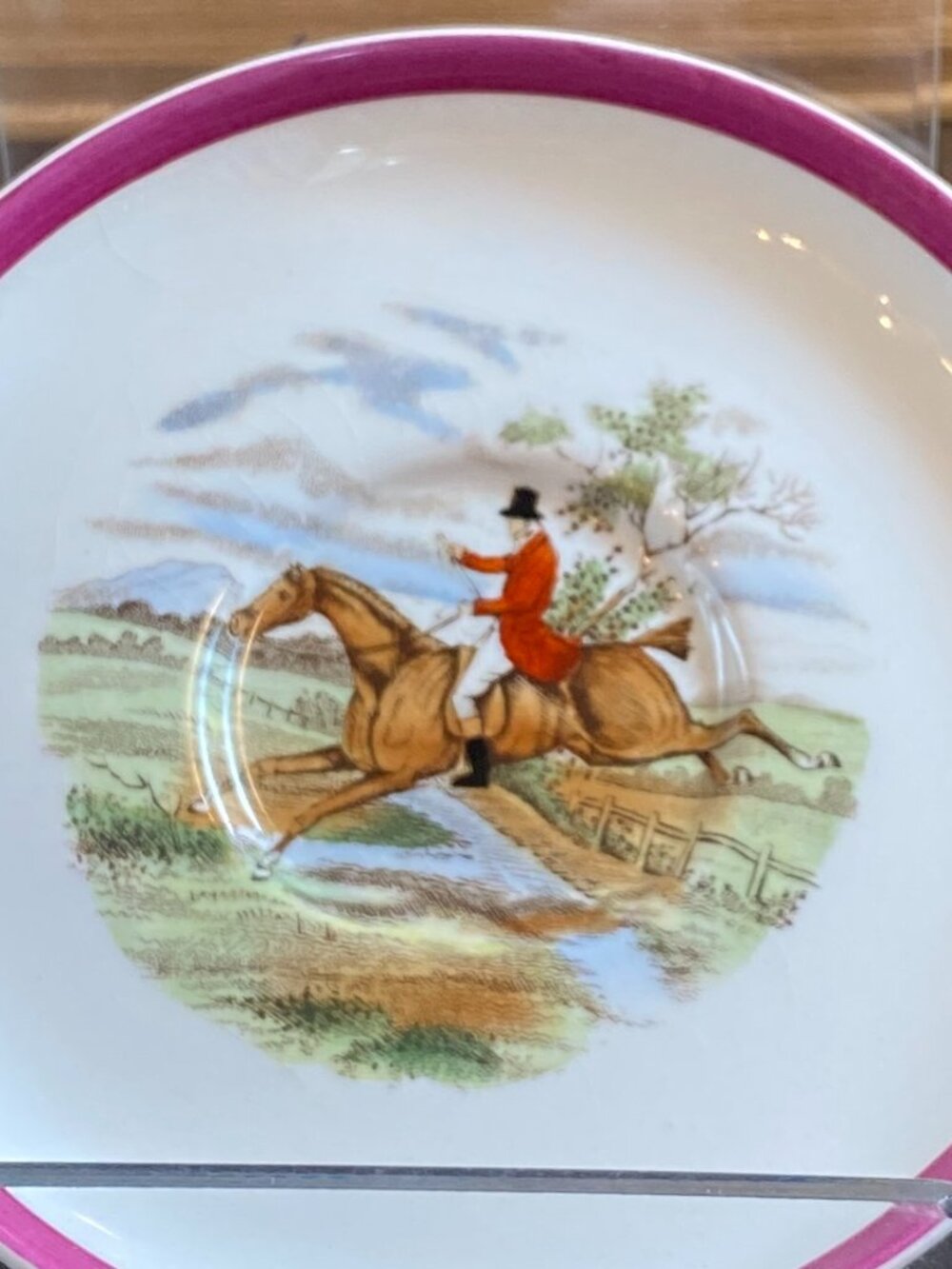 Vintage Copeland Spode England Herring's Hunt "The Hunt Red" Saucer First Over 4 - Picture 3 of 6